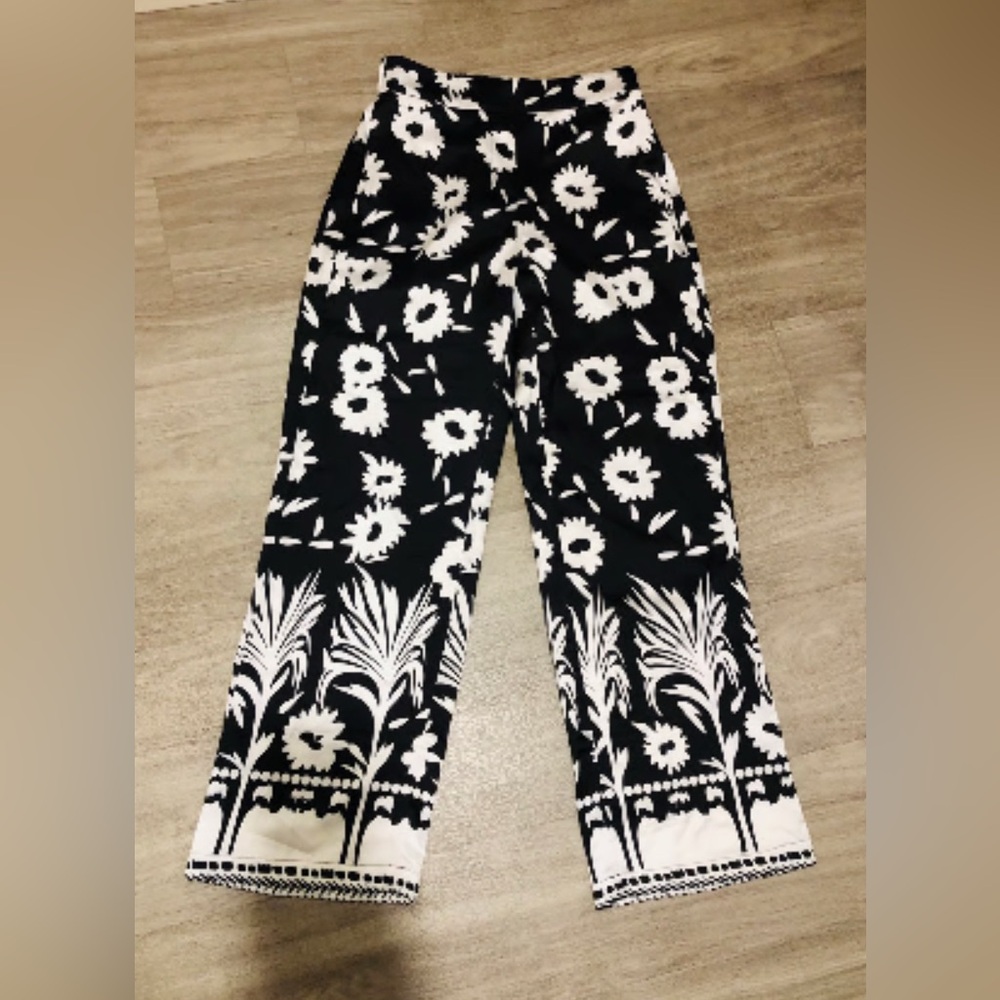 Rachel Zoe daisy black white satin pants
